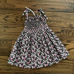 Hand Crafted Floral Kids Dress - Black and Pink
